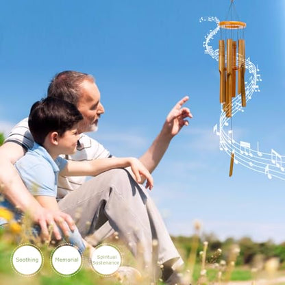Bamboo Wind Chime for Outside, Wooden Wind Chimes Garden Memorial Gifts - size: 38" Plain