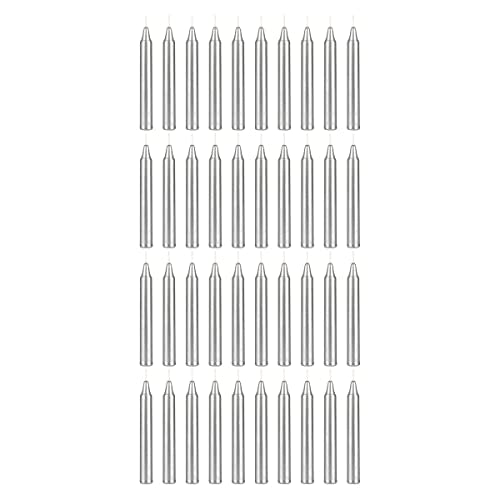 Mega Candles Mini Taper Chime Spell Candle 40 Count 4" x 1/2" Silver - color: Silver, size: 40 Pieces