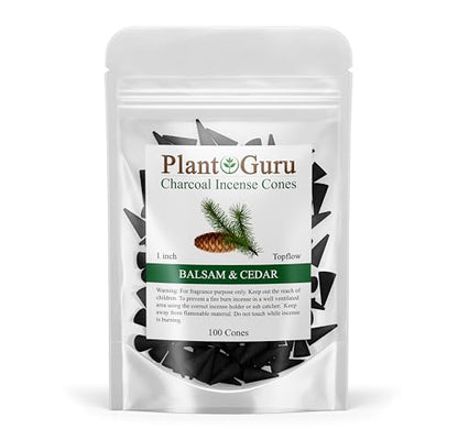 Balsam and Cedar Charcoal Incense Cones 1" TOPFLOW - 100 Pack - Natural Scented Cones Handmade Hand Dipped