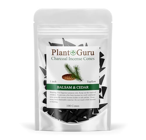Balsam and Cedar Charcoal Incense Cones 1" TOPFLOW - 100 Pack - Natural Scented Cones Handmade Hand Dipped