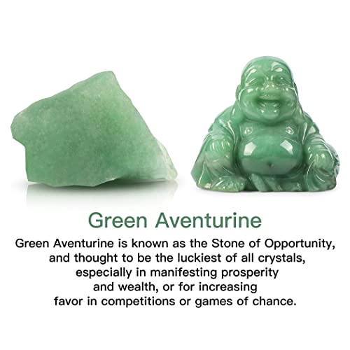 Artistone 2 inch Laughing Buddha Statue, Healing Crystal Hand-Carved Gemstone Religion Sitting Happy Buddha Figurine Statue Pocket Stone Home Decoration (Green Aventurine) - color: Obsidian