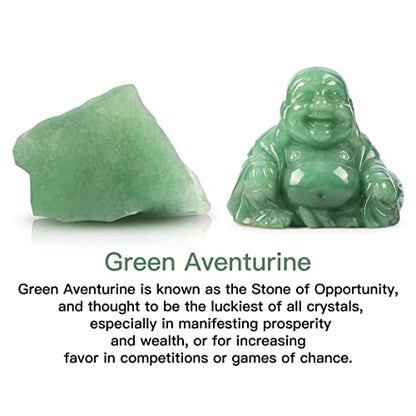 Artistone 2 inch Laughing Buddha Statue, Healing Crystal Hand-Carved Gemstone Religion Sitting Happy Buddha Figurine Statue Pocket Stone Home Decoration (Green Aventurine) - color: Obsidian