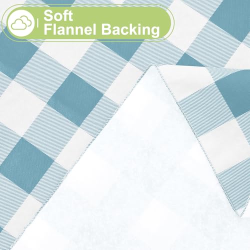Smiry Picnic Table Cloth, Vinyl Tablecloths with Flannel Backing, 60"x102" - color: Aquamarine & White, size: 102" x 60" (Rectangular)