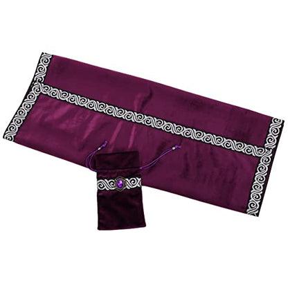 BLESSUME Wicca Square Altar Tarot Table Cloth for Reading with Card Pouch 24.4 * 24.4 inch (Purple 1) - color: Purple 1