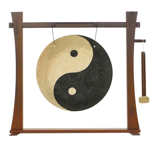 14" to 18" Taoist Breeze Gongs on Stands - Includes Gong, Stand, & Mallet/Yin & Yang/Perfect for Meditation & Sound Healing