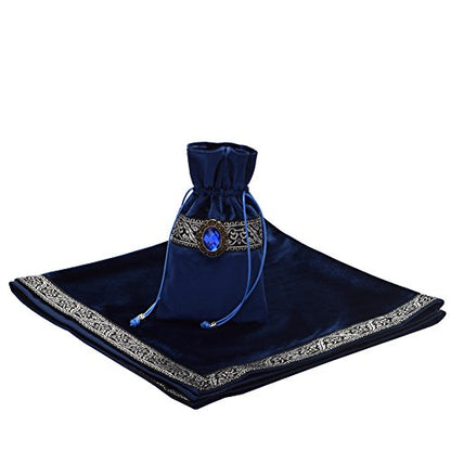 BLESSUME Square Velvet Altar Tarot Table Cloth and Pouch Dark Blue - color: Dark Blue