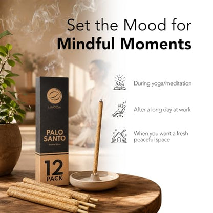 Thick Palo Santo Incense Sticks, 12 Pack Large Handmade Sticks of 8 inch - color: Palo Santo