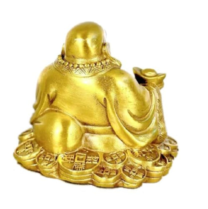SMRTHMRT Feng Shui Decor Laughing Buddha Statue Maitreya Figurine Carrying Money Bag Happy Buddha for God Luck Brass Sculptures Home Decorations (Small) - size: Small