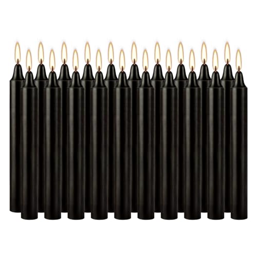 Unscented Black Spell Chime Candle-4 Inch Tall Taper Candles-20 Pcs Chime Candles, Mini Smokeless Candles for Rituals, Prayer,Dinners, Parties, Ceremonies, Shabbat - color: 4"20pcs-Black