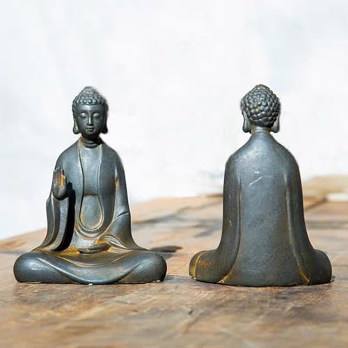 Faceless Buddha Statue, Cast Iron Buddha Figurine, Indoor Outdoor Zen Decor - style: Fearless