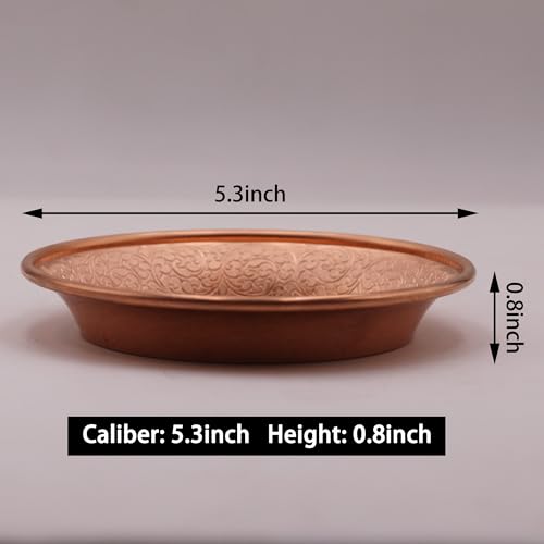 Copper Offering Prayer Ritual Bowl - Hand-Hammered Brass Decorative Plate Great for use Smudging, Incense Burner Holder,Candle Dish, Ash Catcher,Jewelry Dish,keys Basket - style: Nepal Tibet Flowers