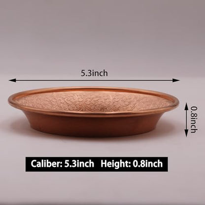 Copper Offering Prayer Ritual Bowl - Hand-Hammered Brass Decorative Plate Great for use Smudging, Incense Burner Holder,Candle Dish, Ash Catcher,Jewelry Dish,keys Basket - style: Nepal Tibet Flowers