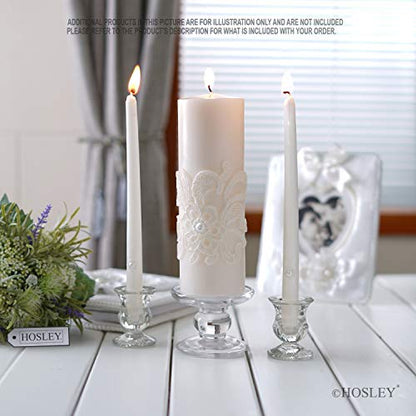 Hosley 11.5-Inch Wedding Unity Candle Set – Cream Pillar & 2 Taper Candles for Ceremony, Special Events, Emergency Kit, Reiki Spa Meditation - color: Cream