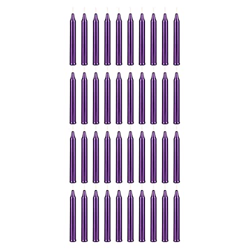 Mega Candles Mini Taper Chime Spell Candle 40 Count 4" x 1/2" Mtl D-Purple - color: Metallic Dark Purple, size: 40 Pieces