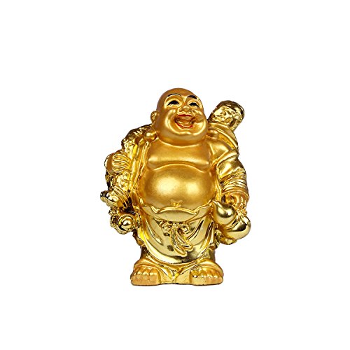 BRABUD Resin Laughing Buddha Figurines 2.5’’Height Gilting Buddha Statue Big 6 Set Gold - color: 2.5''resin Red Lips Set