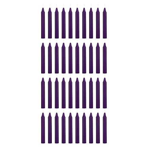 Mega Candles Mini Taper Chime Spell Candle 40 Count 4" x 1/2" Dark Purple - color: Dark Purple, size: 40 Pieces