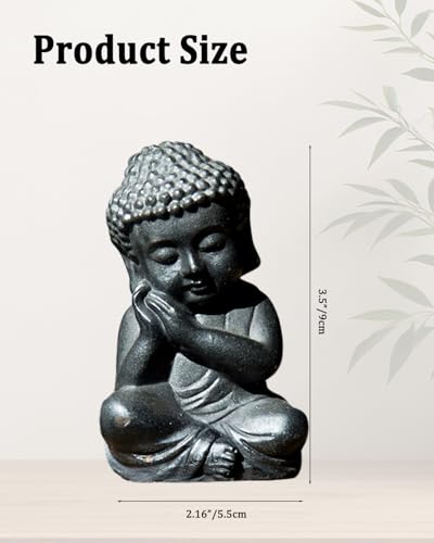 Small Buddha Statue, 3.5“ Zen Sculpture for Home Decor, Indoor Small Buddha Figurines for Home Feng Shui Decor (Cast Iron-Sleep) - style: Cast iron-sleep