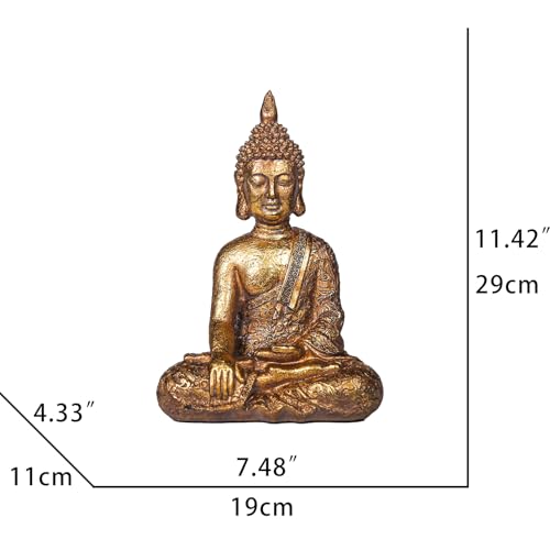 Golden Resin Seated Buddha Statue - 11.42 Inches