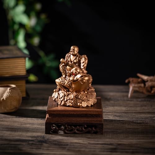 Feng Shui Laughing Buddha Money Frog，Lucky Money Toad Decorations,Ideal for Attracting Wealth(Brown Buddha)