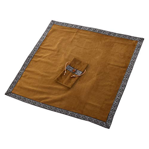 BLESSUME Witch Square Velvet Divination Altar Tarot Table Cloth and Pouch Dark Yellow - color: Dark Yellow