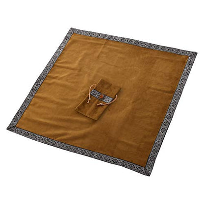 BLESSUME Witch Square Velvet Divination Altar Tarot Table Cloth and Pouch Dark Yellow - color: Dark Yellow
