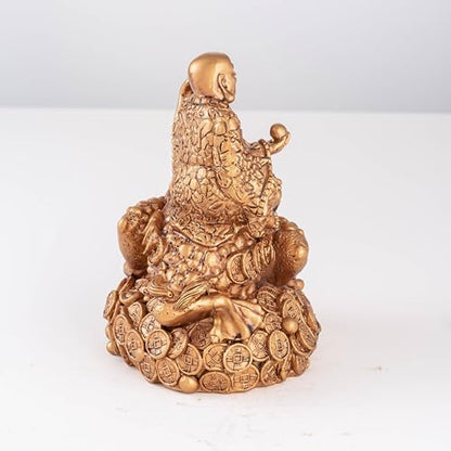 Feng Shui Laughing Buddha Money Frog，Lucky Money Toad Decorations,Ideal for Attracting Wealth(Brown Buddha)
