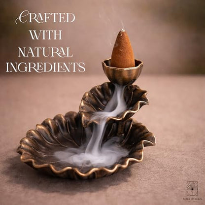 Soul Sticks Backflow Incense Cones – 40 PCS Sage, Palo Santo & Dragon's Blood Scents | Handmade White Smoke Cones for Waterfall Burner | Energy Cleansing Gift Set (White Sage) - color: White Sage
