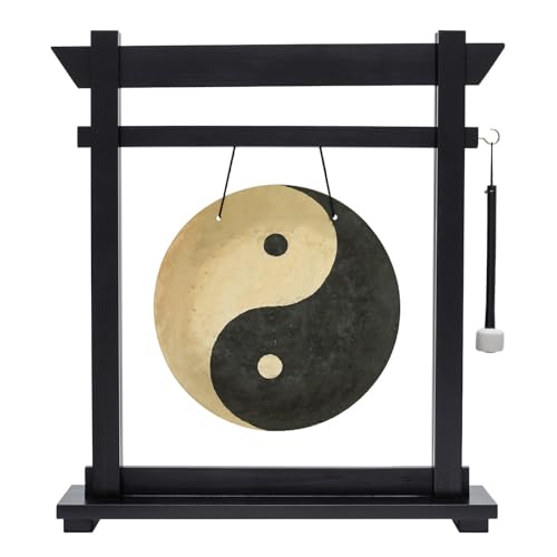 14" to 18" Taoist Breeze Gongs on Stands - Includes Gong, Stand, & Mallet/Yin & Yang/Perfect for Meditation & Sound Healing