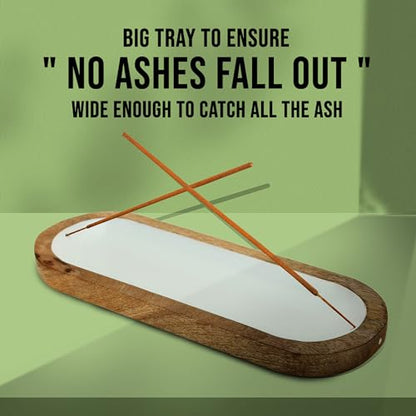 Hand Painted White Incense Holder,Wooden Incense Burner,Ash Catcher, Incense Tray 11x4x1.5 Inches, Best for Home Fragrance-Aesthetic Room Décor - style: WHITE