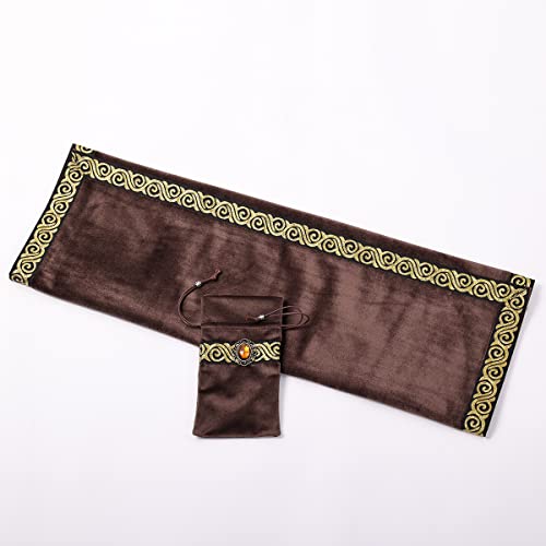 BLESSUME Wicca Square Altar Tarot Table Cloth for Reading with Card Pouch 24.4 * 24.4 inch(Coffee 2) - color: Coffee 2