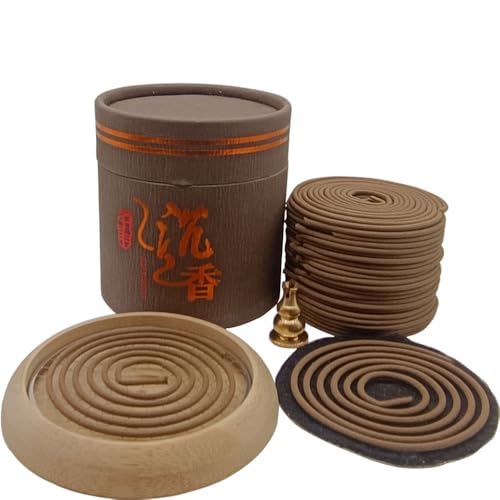 Coil Incense,Traditional spiraled,Perfect for Meditation Spaces,Living Rooms,or Any Indoor Area Where You Want to Create a Relaxing Atmosphere. (48Agarwood+Ordinary Bamboo Incense Burner) - color: 48agarwood+ordinary Bamboo Incense Burner