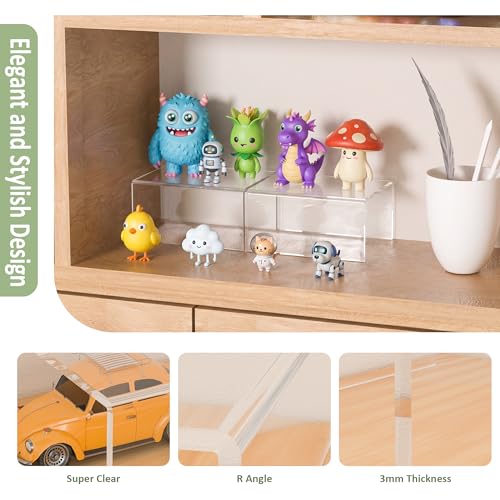 Acrylic Shelf Riser 6x4.7x3 pack of 2, Desktop Rectangular Acrylic Tray Pedestal Stand for Home Décor, Figures, Manga or Other Collectibles, 6x4.7x3 Inch - size: 6x4.7x3 Inch