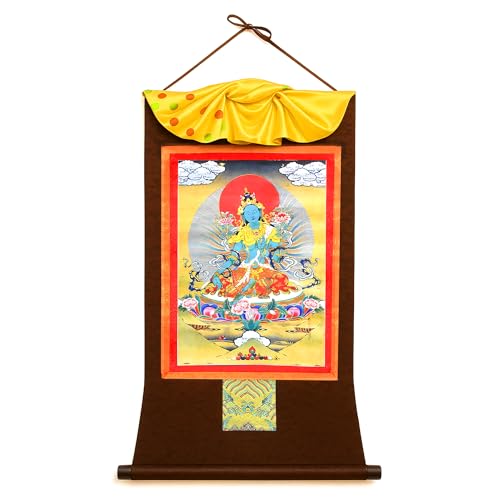 Mudra Crafts Green Tara Extra Large Tibetan Thangka Buddha Wall Art - color: Green Tara