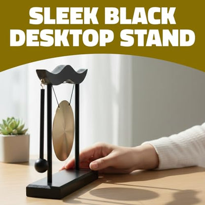 Zen Table Gong, Desktop Meditation Gong with Wooden Stand and Mallet, 9 Inch Height - 1 Count