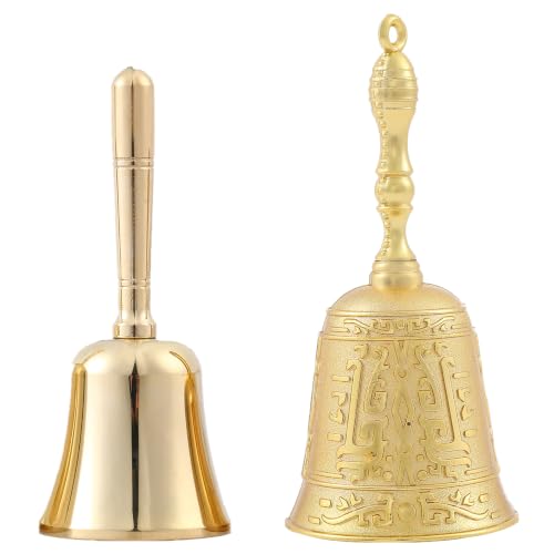 Super Loud Solid Brass Hand Call Bell Dinner Bell (S) & Super Loud Large Hand Call Bell Dinner Bell (Gold)
