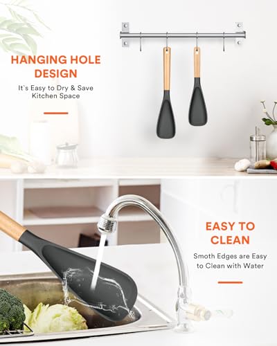 Badiano Multifunction Cooking Spoons for Nonstick Cookware,11.4"&13.4",Grey - color: Gray