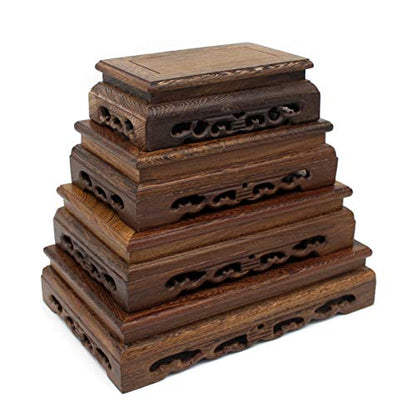 CVHOMEDECO. Primitives Rustic Rosewood Rectangle Display Stand Vase Pot Base Fishbowl Pedestal Stand. (5-3/4 Inch) - size: 5-3/4"L