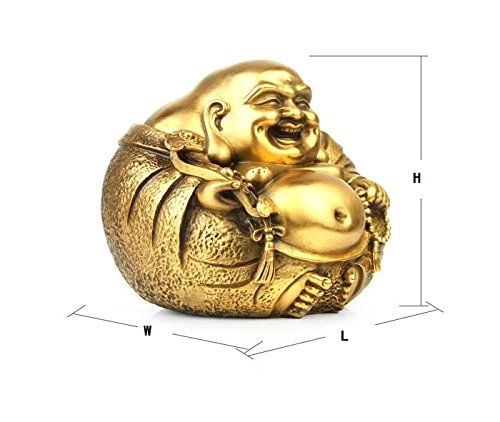 Laughing Buddha Statue Maitreya Figurine, Brass Statues and Sculptures for Home and Office Decor & Car Ornaments, Creative Decorations Happy Buddha (Large) - size: Large