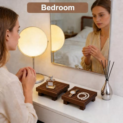 Klunk Waterproof Wood Risers Set of 3 (1 Long12 + 2 Small 6"), Rustic Countertop Organizer Display Stands for Bathroom Vanity, Perfume & Skincare, Kitchen Spice Rack Riser, Farmhouse Decor - size: 12" × 6"
