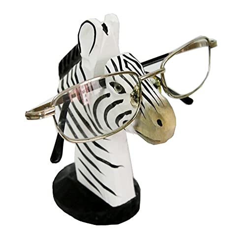 Red Dollar Handmade Wood Carved Animal Eyeglass Holder, Sunglasses Display Stand, Nightstand Home Office Desk Decor, Christmas Holiday New Year Business Gift for Men Women Adults (Zebra) - color: Zebra