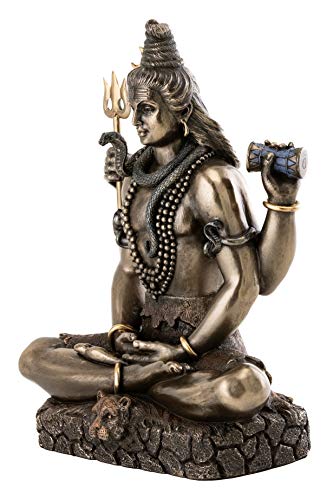 Top Collection Shiva Statue in Padmasana Lotus Pose-Hindu God of Destroying Evil, Ignorance, and Death Sculpture - Collectible Figurine (Cold Cast Bronze)