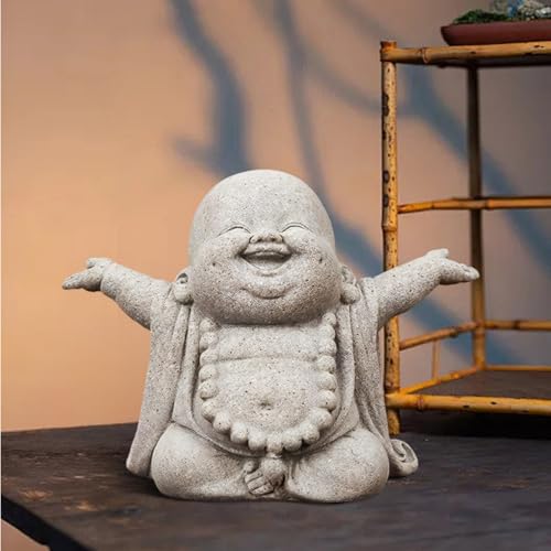 OwMell Japanese Jizo Monk Buddha Statue Figurine Aquarium Garden Decor - color: Laughing Buddha