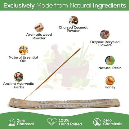 Satya Patchouli Incense Sticks, Satya Bng (Bangalore) Insenses 15gmx3 Pack (45 GMS) with Raajsee Incense Holder Bundle, Satya Nagchampa Natural Incense - color: Patchouli