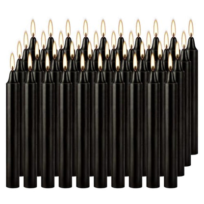 4 Inch, 40 Pack, Unscented, Dripless Taper Candles, Black, Smokeless Candles for Holidays, Wedding Ceremonies, Parties, Shabbat, 1.5 Hours - color: 4"40pcs-Black