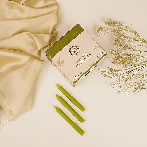 Raajsee Unscented Mini Taper Candles (Green) – 4 Inch Height × 0.5 Inch Diameter | Smokeless & Dripless | Paraffin Wax with Cotton Wicks | Long Burning (Pack of 20) - color: Green, size: 4 Inch - Pack of 40