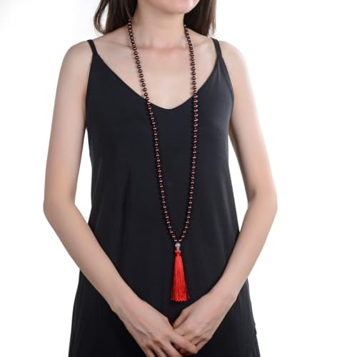 Adabele Premium 108 Mala Beads Malas Necklace - Natural Gemstone Prayer Meditation Reiki Chakra Stone Quartz Rock Women Men Jewelry - style: Dark Garnet