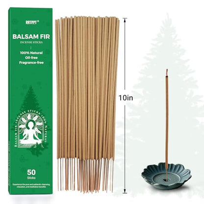 Balsam fir Incense Sticks (50 Sticks), 100% Natural sustainably harvested Balsam fir, Suitable for Yoga, Meditation, Relaxation, and Spiritual Purification - color: Balsam Fir