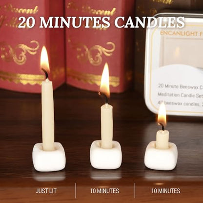 Meditation Beeswax Candles 90Pcs, 20 Minute Mini Candles Set, 2.6 Inch Small Bees Wax Taper Candles - Smokeless, Dripless and Non-Toxic for Home, Women Gifts, Yoga-White - color: White, size: 90