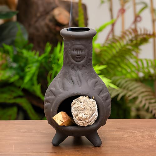 Sun Face Palo Santo Holder, Smudge Bowl for Sage Sticks and Incense Cones - color: Black -Sun Face Palo Santo Holder
