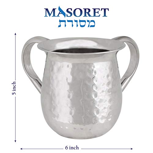 UNBREAKABLE WASHING CUP: Stainless Steel Netilat Yadayim Cup 5-Inch Tall Elegantly Brushed 2-Handle Wide-Mouth Ritual Cleaning Water Vessel - color: Set 30